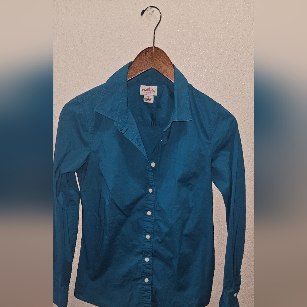 J. Crew Blue Notched Collar Fitted Button Down Shirt
